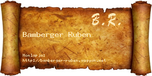 Bamberger Ruben névjegykártya